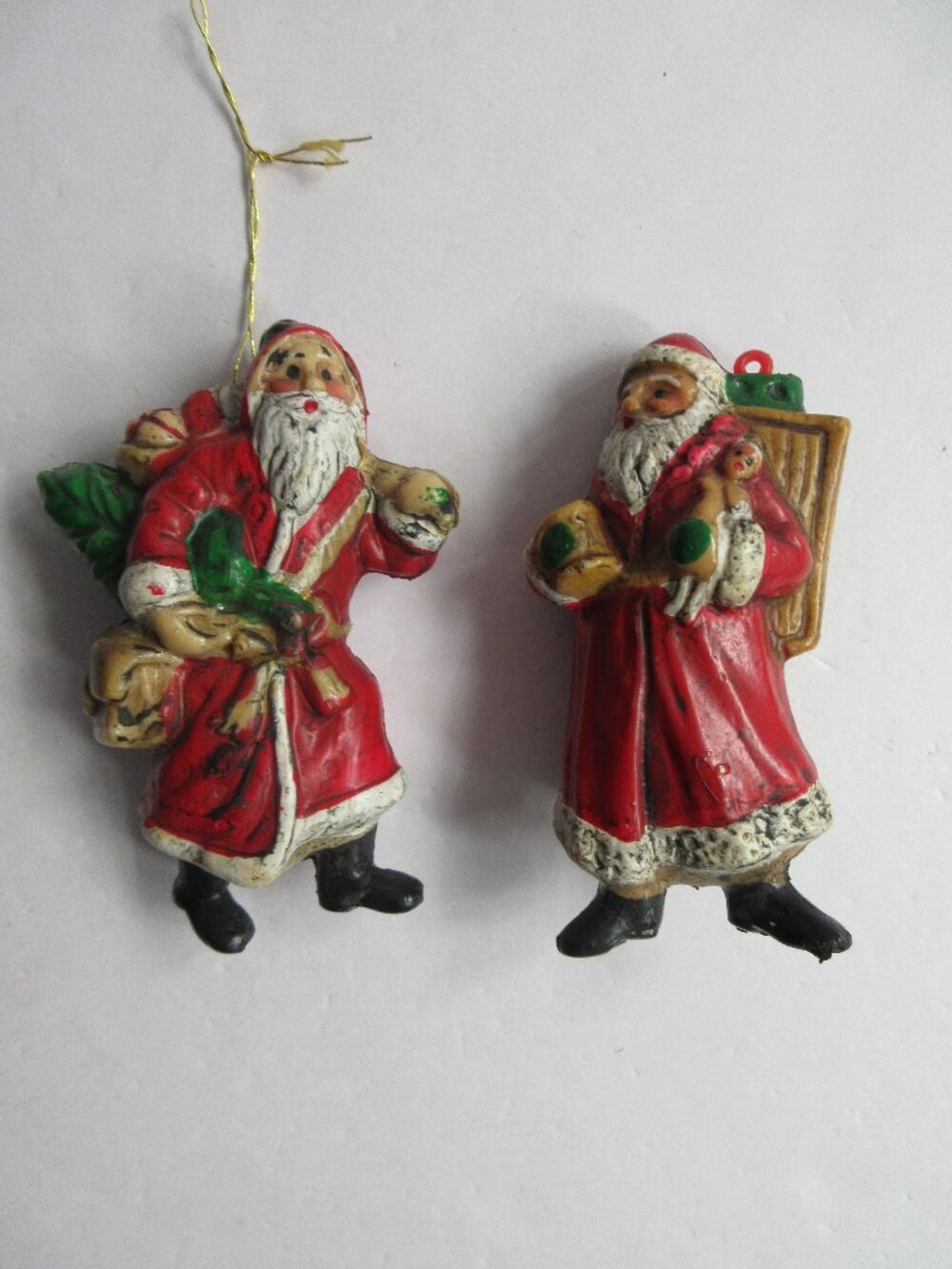 2 Commodore Old World Santa Claus 3" Plastic Christmas Ornament Vintage 1980s